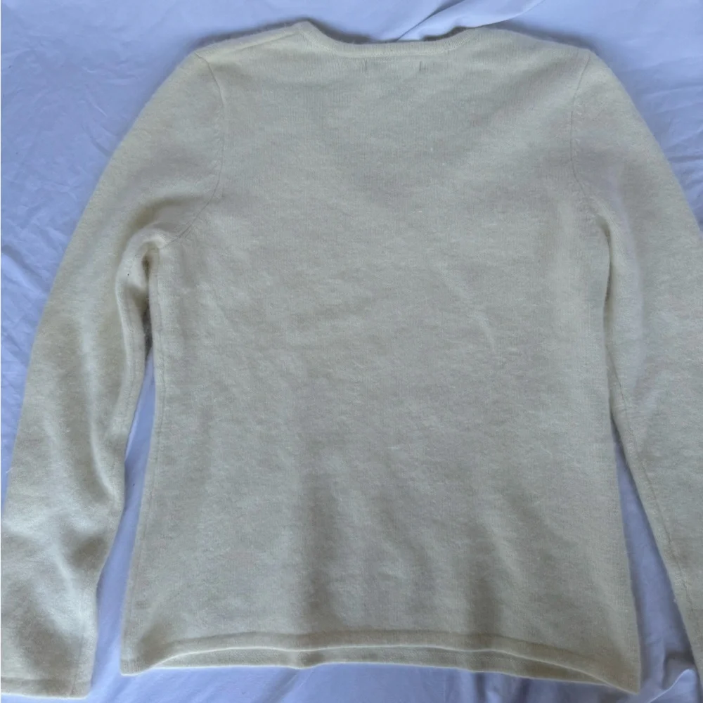 Sarah Spencer Cream Color Lambswool Angora Rabbit Hair V-neck Sweater size XL - Picture 5 of 8